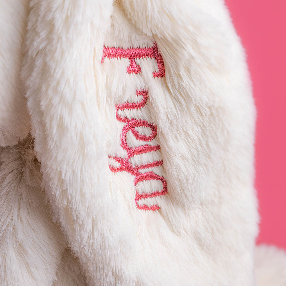 Personalised Cream Bunny with Rose, view 1