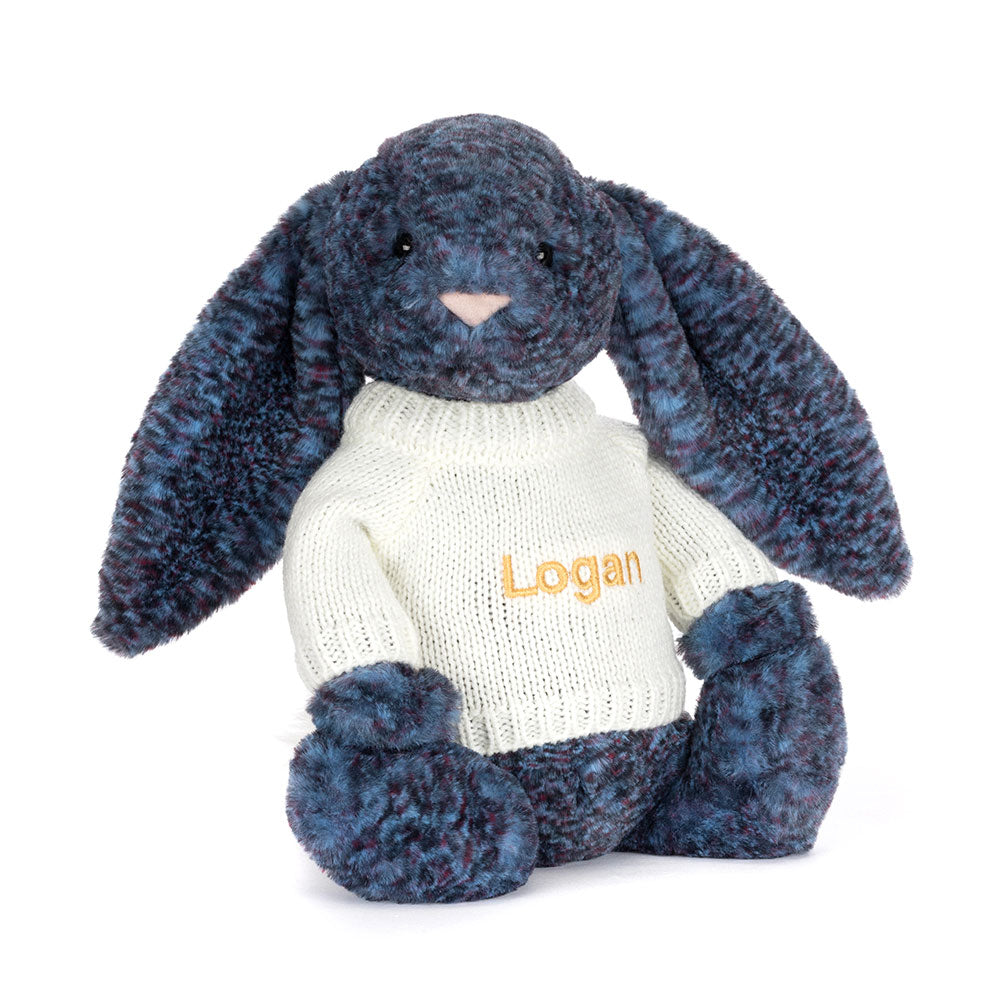 Hopscone Luxe Bunny with Personalised Cream Jumper, Main View