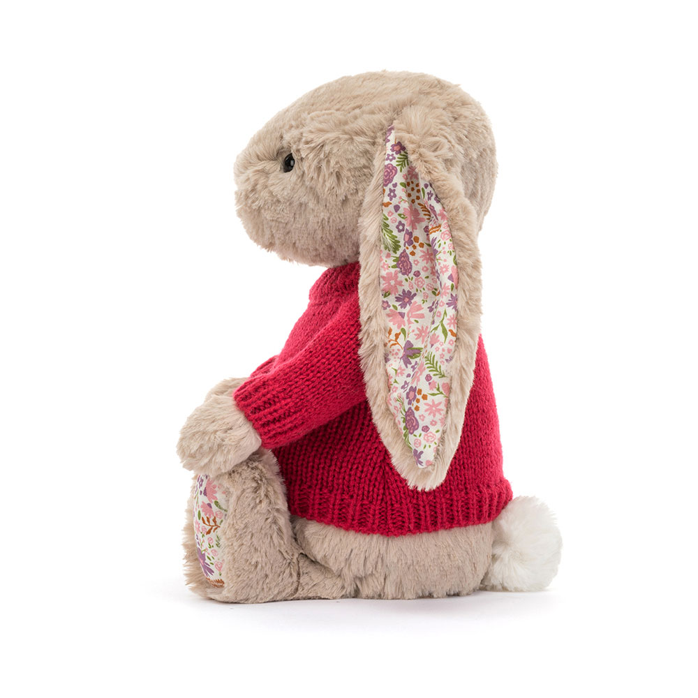 Blossom Beige Bunny 'Petal' with Personalised Red Jumper, View 2