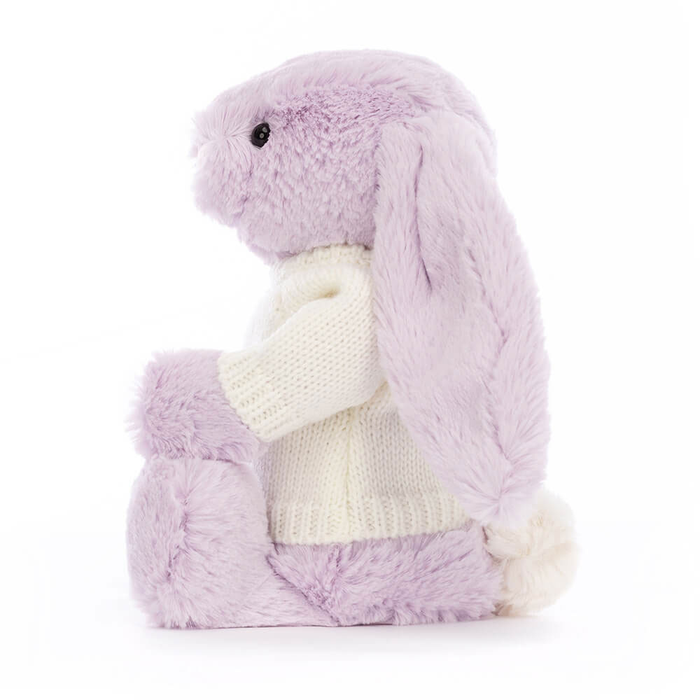 Bashful Lilac Bunny with Personalised Cream Jumper, View 2