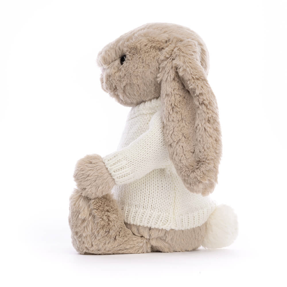 Bashful Beige Bunny with Personalised Cream Jumper, View 2