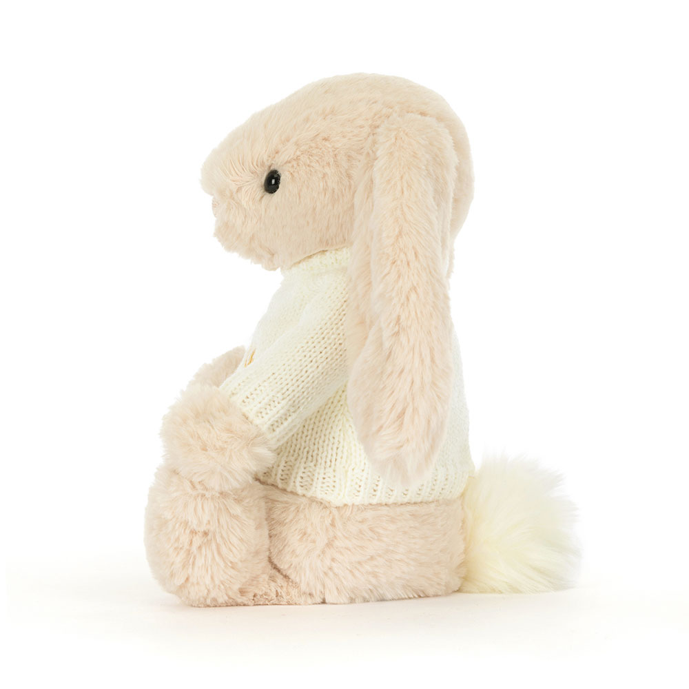 Bashful Luxe Bunny Willow with Personalised Cream Jumper, View 3