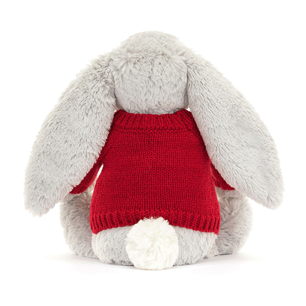 Bashful Silver Bunny with Personalised Red Jumper, View 3
