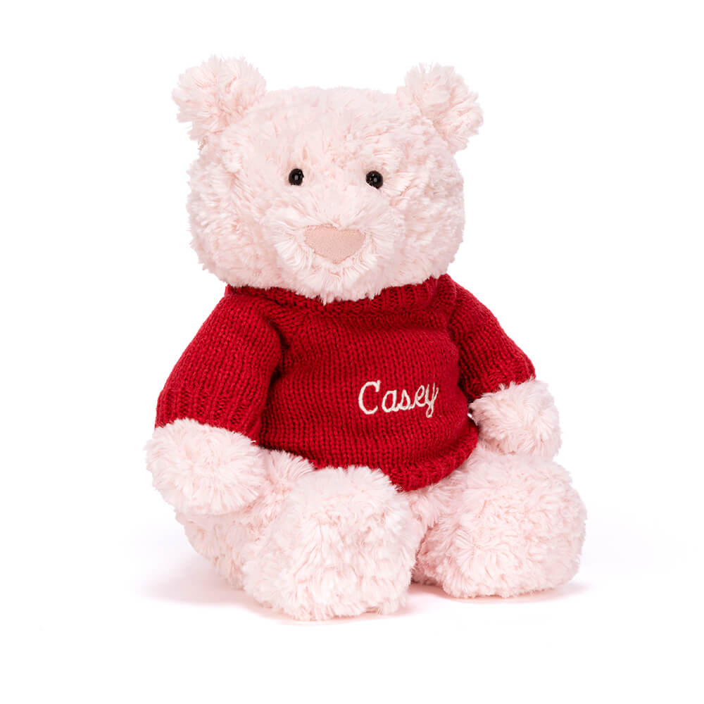 Leola Bear with Personalised Red Jumper, Main View