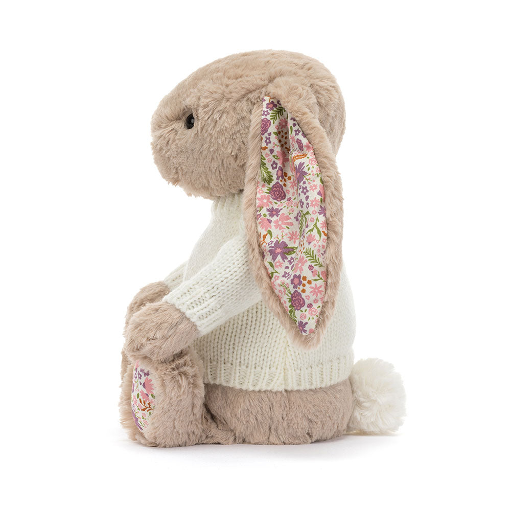 Blossom Beige Bunny 'Petal' with Personalised Cream Jumper, View 2