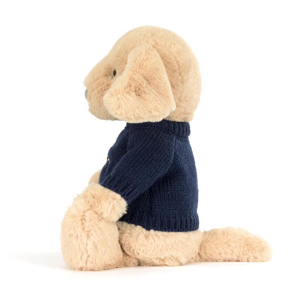 Bashful Luxe Puppy Orlando with Personalised Navy Jumper, View 2
