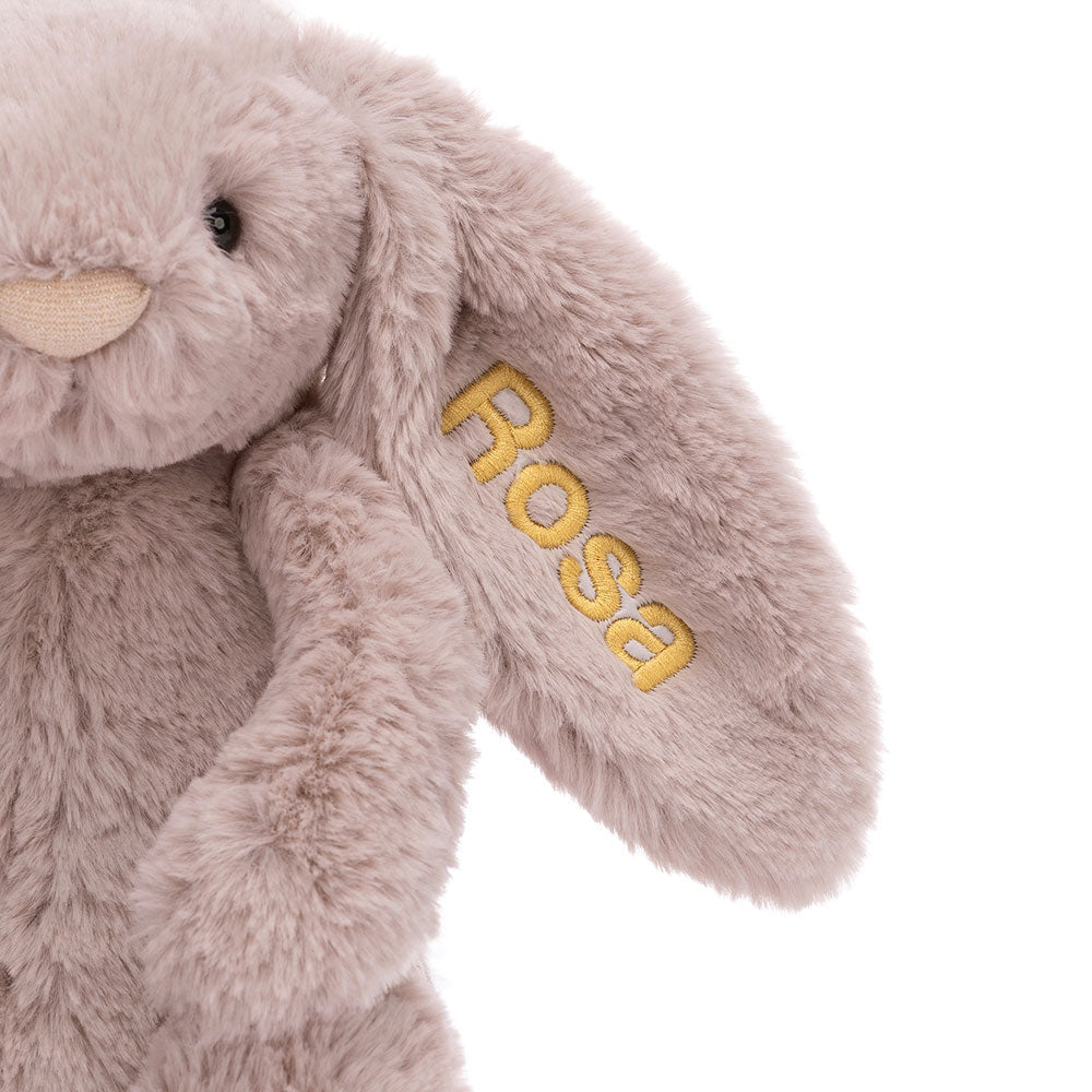 Personalised Bashful Luxe Bunny Rosa Medium, View 3