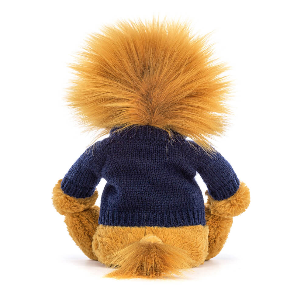 Bashful Lion with Personalised Navy Jumper, View 4
