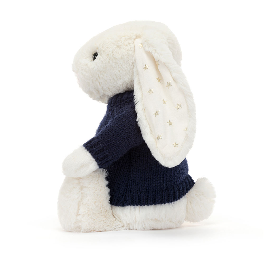 Bashful Twinkle Bunny with Personalised Navy Jumper, View 3