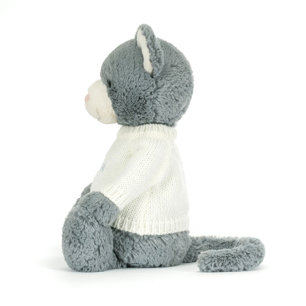 Bashful Kitten with Personalised Cream Jumper, View 2