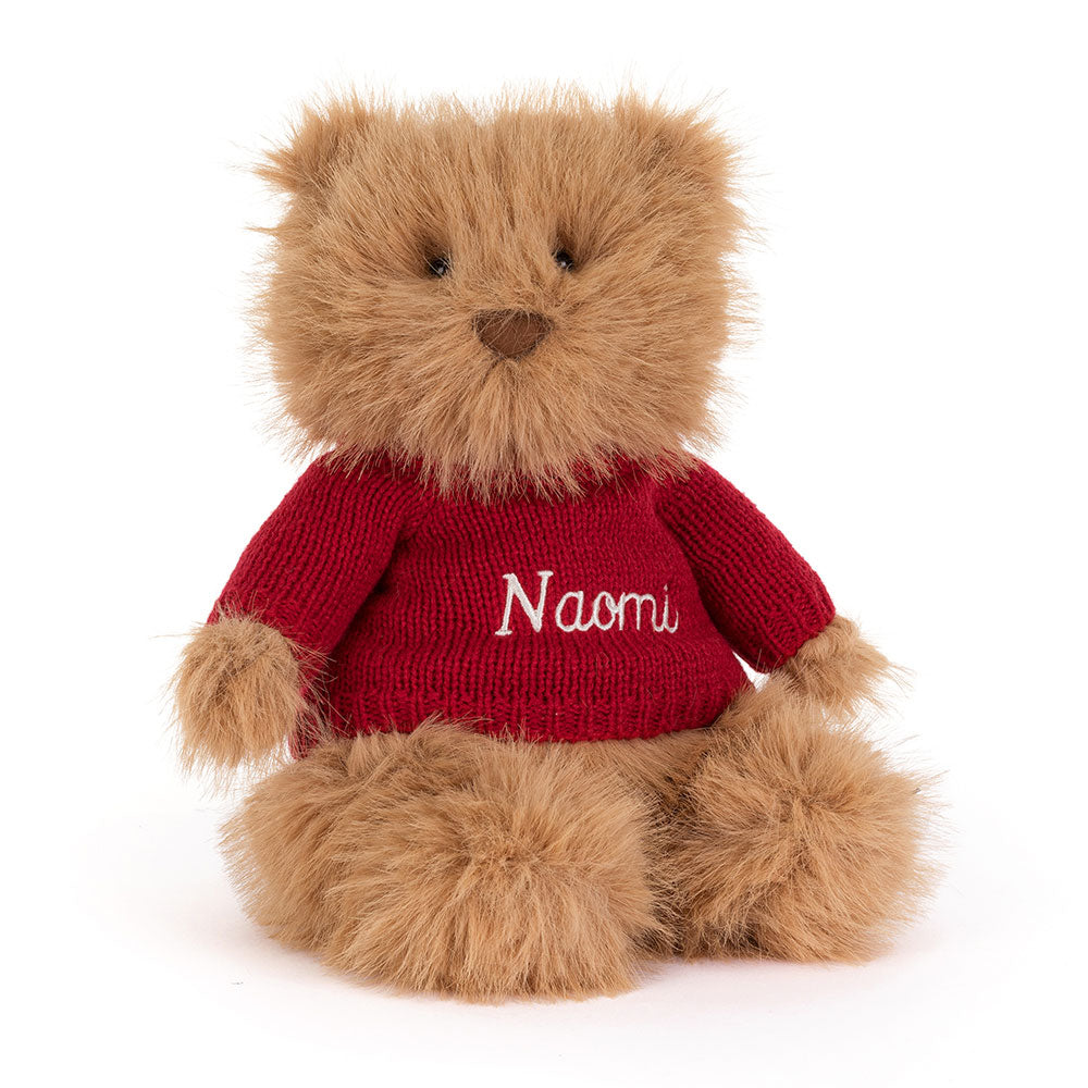 Bartholomew Bear Bouffant with Personalised Red Jumper, Main View